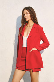 No Business Here One Button Blazer - RED