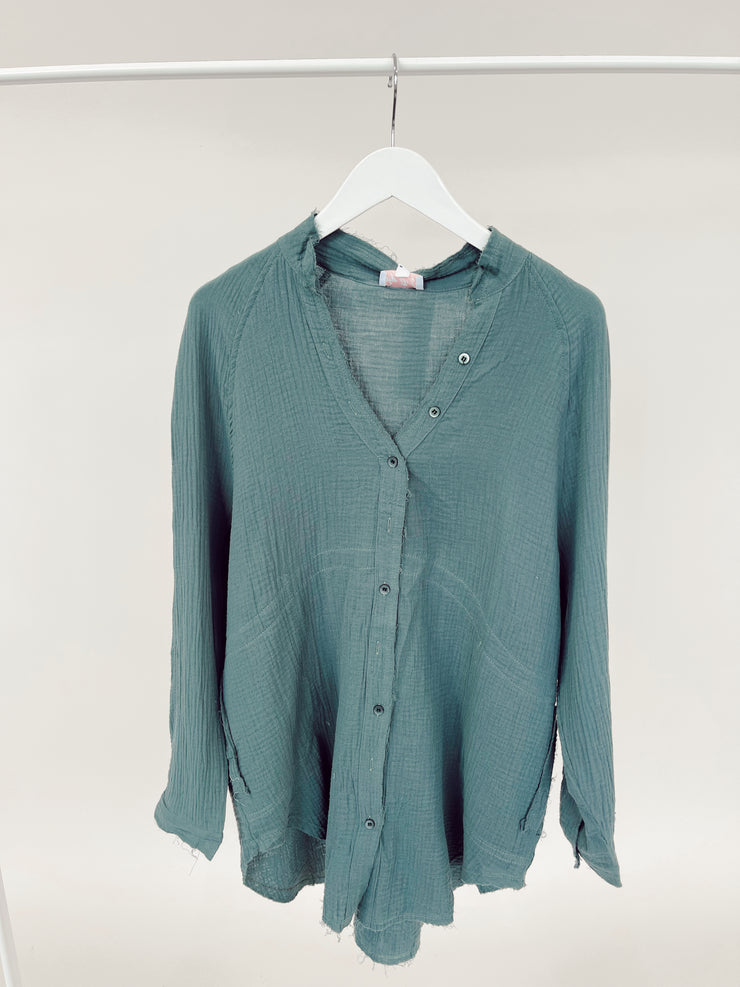 The Classic Gauze Button Up - Green