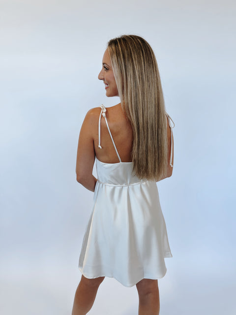 Slip It On Mini Dress - Ecru - ShopTheCue