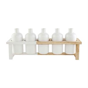 White Two-Tone Vase Stand Set