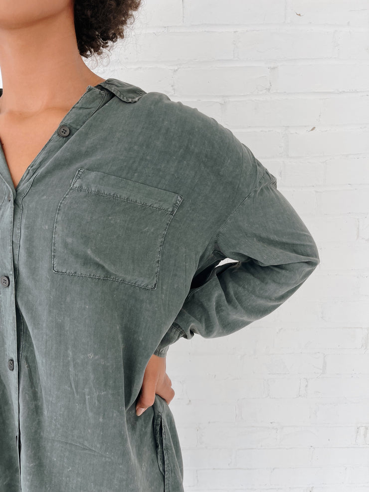 The Acid Oversized Button Down (TEAL)