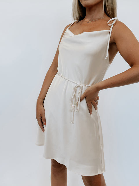 Slip It On Mini Dress - Ecru - ShopTheCue