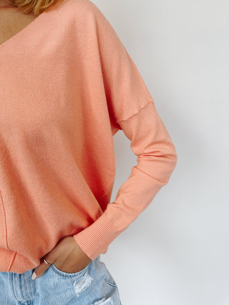 The Cue Classic Sweater - Light Coral