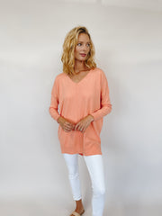 The Cue Classic Sweater - Light Coral
