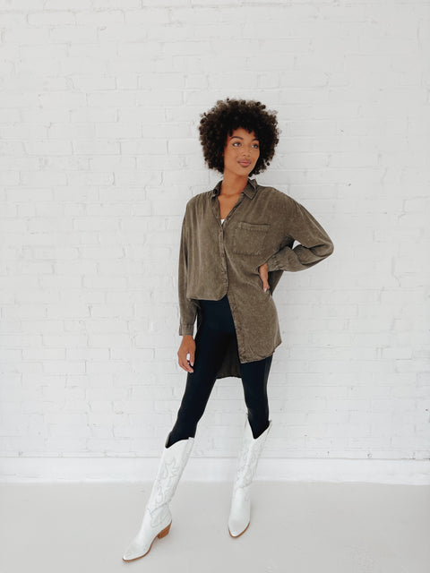 The Acid Oversized Button Down (BROWN)