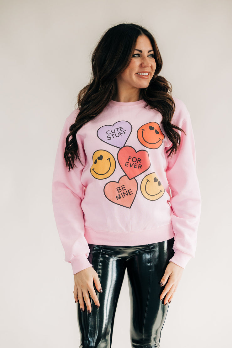 Sweethearts Sweatshirt - Baby Pink - ShopTheCue