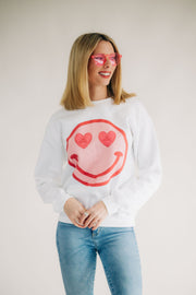 Be Mine Smiley Sweatshirt - White - ShopTheCue