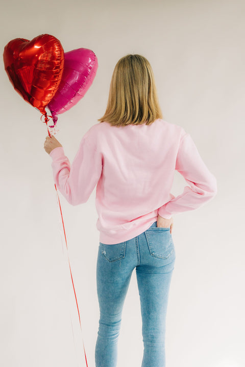 Be Mine Smiley Sweatshirt - Baby Pink - ShopTheCue