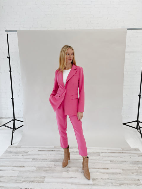 No Business Here One Button Blazer -PINK