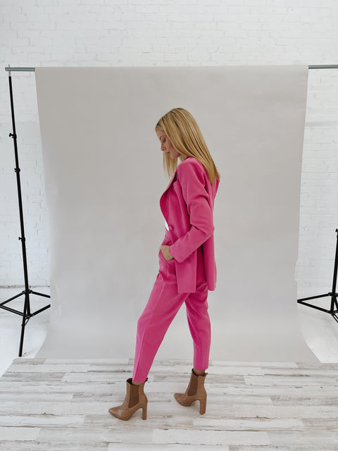 No Business Here One Button Blazer -PINK