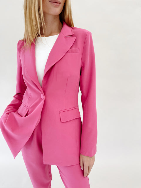 No Business Here One Button Blazer -PINK