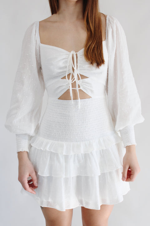 Montego Cinched Cut-Out Dress - White - ShopTheCue